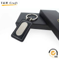 Forme personnalisée rectangulaire Logo Metal &amp; Leather Key Chain